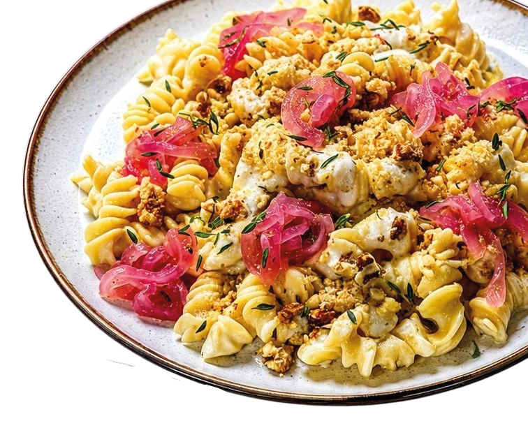 Pasta Pastiamo con condimento cremoso e cipolla rossa